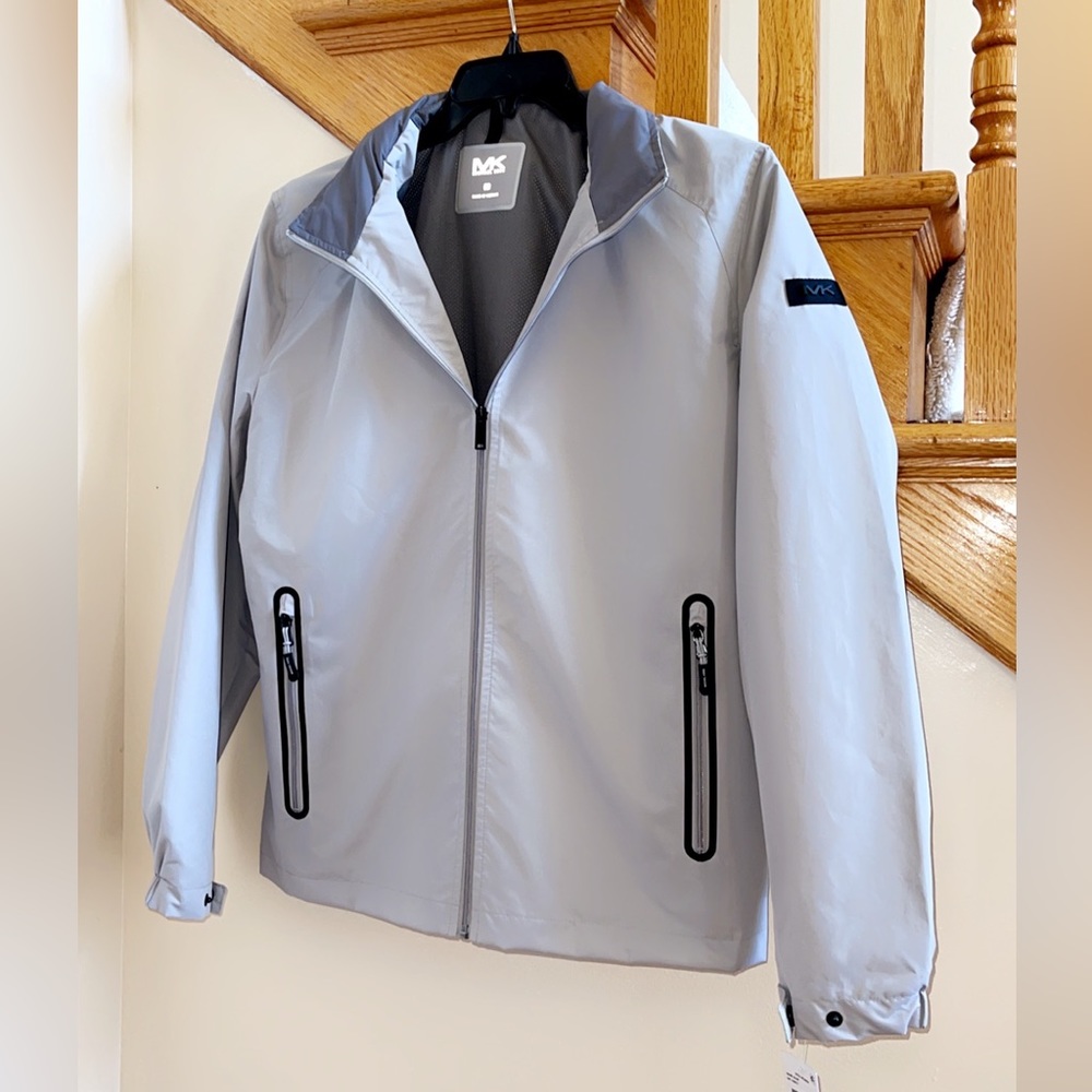 MICHAEL KORS Men’s Shell Jacket Size Medium Gray Slate MC26830 NWT AUTHENTIC NEW - Picture 2 of 9